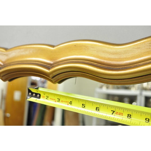 Gold Vintage Hollywood Regency Gold Scalloped Serpentine Wood Frame Wall Mirror For Sale - Image 8 of 15