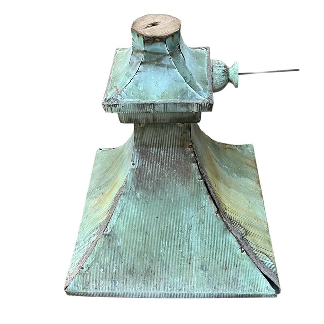 Antique Copper Architectual Rooftop Finial With Verdigris Aged Patina For Sale In San Antonio - Image 6 of 10
