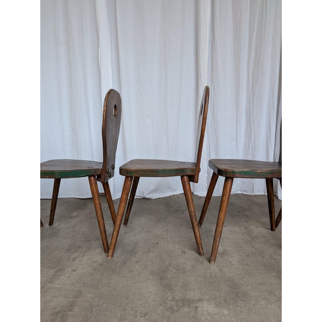 1970s Vintage Brutalist Wooden Dining Chairs, 1970s, Set of 6 For Sale - Image 5 of 18