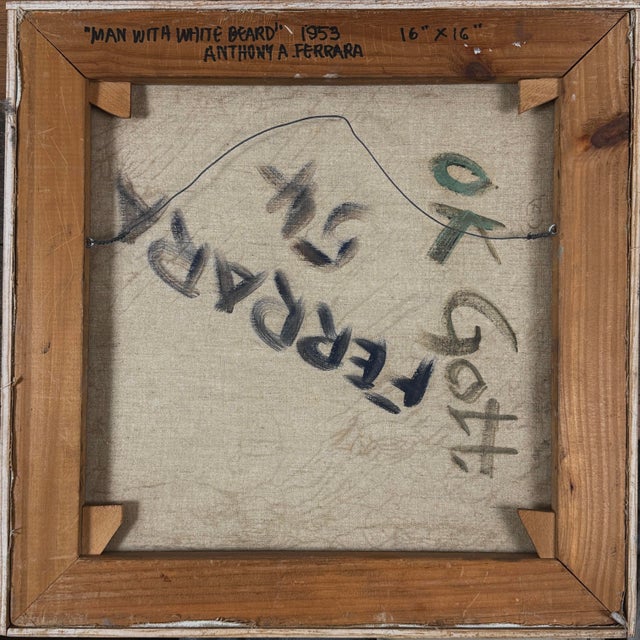 Textile Anthony Ferrara - Vintage Expressionist Portrait of Bearded Man Reading, Signed (1954, Oil on Canvas) For Sale - Image 7 of 7