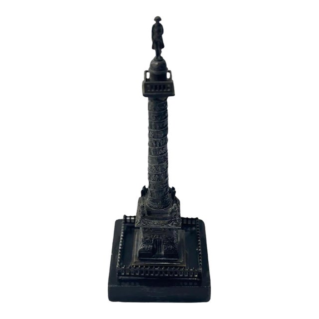 Small Bronze Statue of the Vendôme Column on Marble Base For Sale
