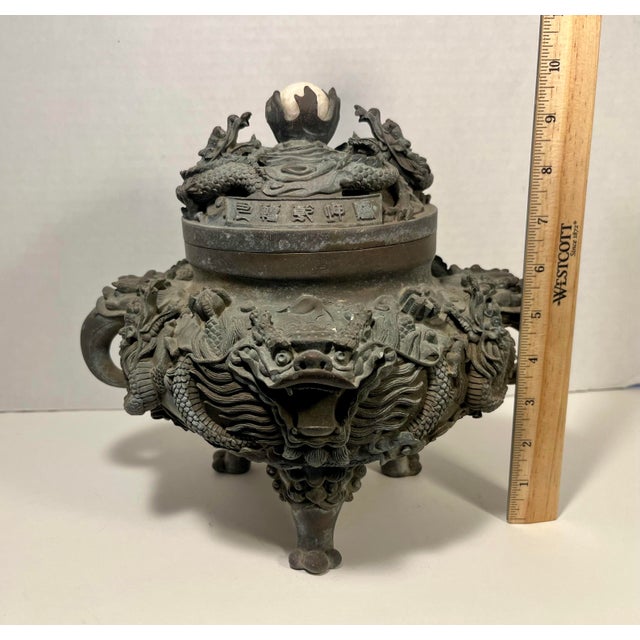 Antique Chinese Bronze Censer Incense Burner With Xuande Mark Heavy 13lb / 6kg For Sale - Image 13 of 15