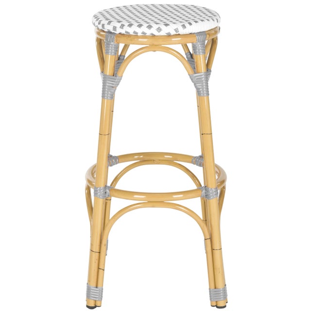 Rattan Indoor & Outdoor Stool in Grey & White For Sale - Image 4 of 4