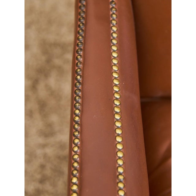 Mid 20th Century Traditional Leather Bergère Armchair With Nailhead Trim For Sale - Image 11 of 12