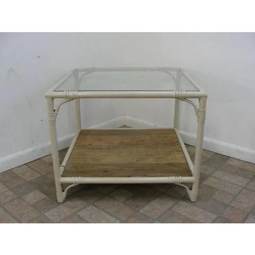 Mid-Century Metal Faux Bamboo Patio End Table For Sale - Image 10 of 10