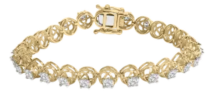 14K Yellow Gold Plated .925 Sterling Silver 3 9/10 Cttw Diamond Buttercup Style Tennis Bracelet