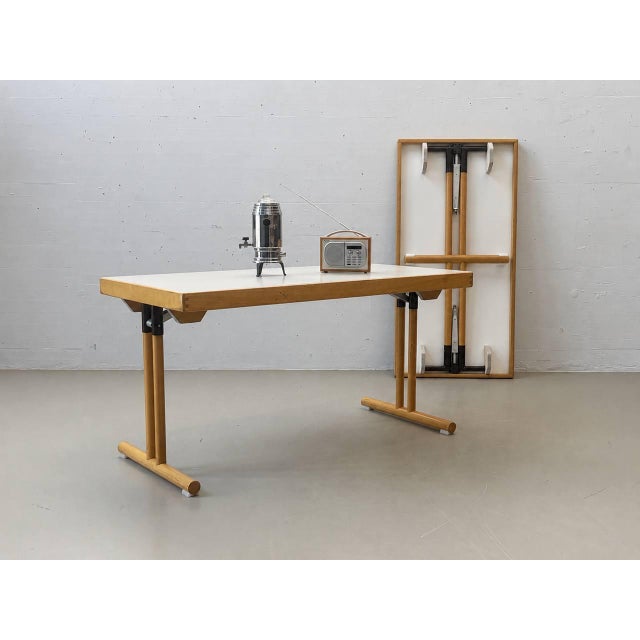 Folding Tables in Beech and Steel from Hiller For Sale - Image 4 of 15