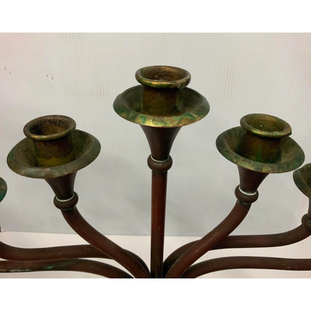Metal Arts and Crafts Candelabra Patinated Copper 1880 - 1900 For Sale - Image 7 of 8