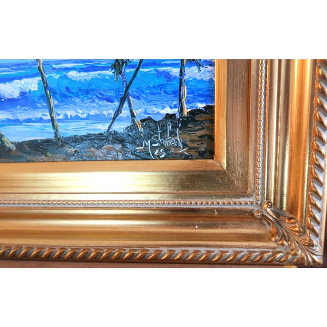 Mark Stanford (American B. 1959 - ) - Sculpture in Oils. "Coconut Trees on the Beach" Signed Oil on Canvas With Coa - For Sale - Image 9 of 14