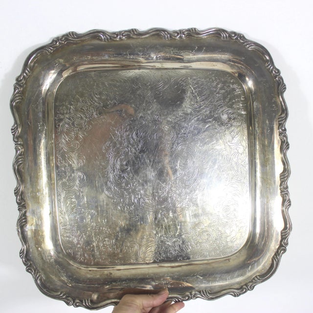 Oneida Vintage Square Silver Plated Bar Tray For Sale - Image 4 of 8