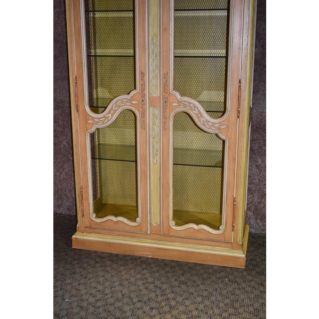 Vintage Country French Style Carved & Painted Two Door Curio