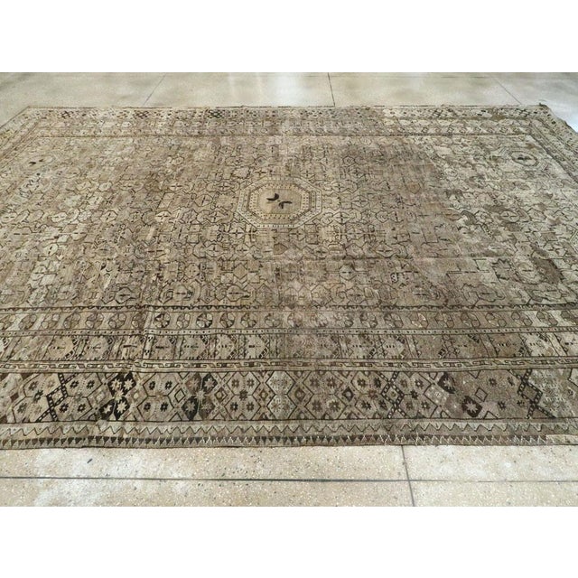 Textile Galerie Shabab Collection Early 20th Century Beshir Large Room Size Tribal Rug in Neutral Earth Tones For Sale - Image 7 of 10