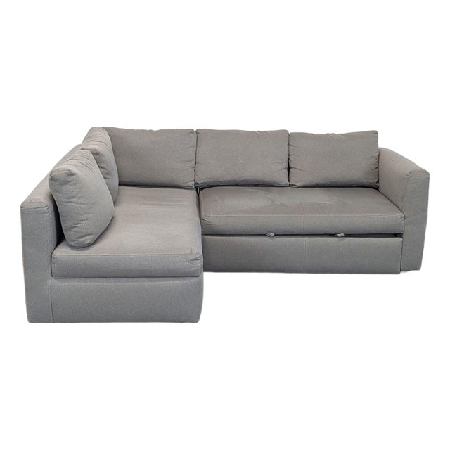 Room & Board Oxford Gray Sectional Sofa With Pull-Out Sleeper For Sale