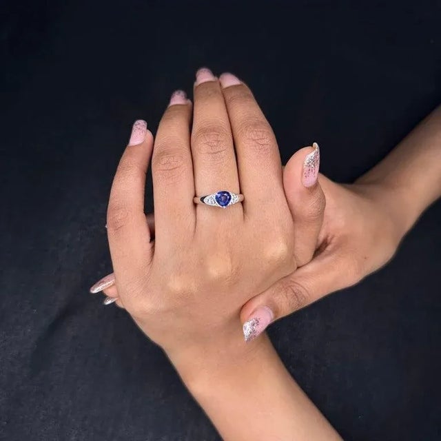 Trillion Blue Sapphire and Diamond Engagement Ring in 14K Gold featuring natural sapphire of 1.1 carats and diamonds of...