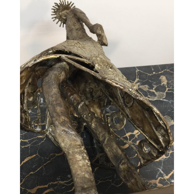 MCM Mixed Media Sculpture Art Figure Statue in Long Dress Garb With Hat and Long Hair For Sale - Image 10 of 12