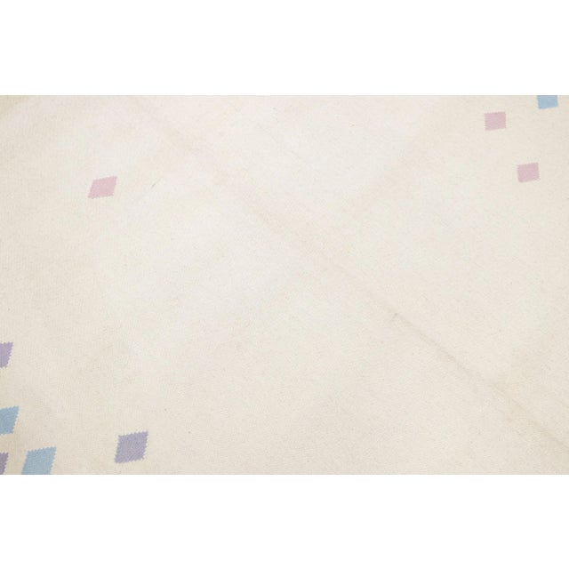 Vintage Kilim Ivory Handmade Wool Rug With a Geometric Pattern For Sale In New York - Image 6 of 7