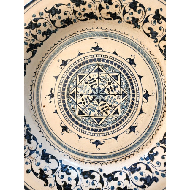 Italian Mid 20th Century Kilix Ceramiche Italian Blue & White Majolica Wall Hanging Plate For Sale - Image 3 of 10