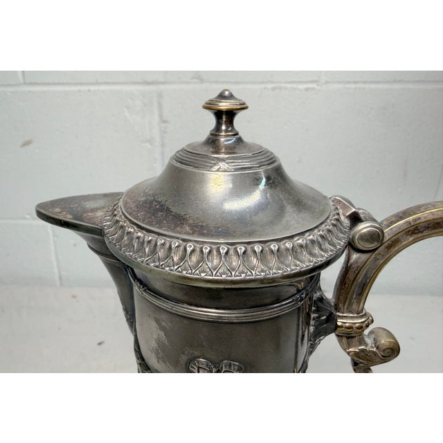 Antique 1800's Ornate Silverplate Etched Crystal Glass Wine Claret Decanter WMF For Sale - Image 9 of 16