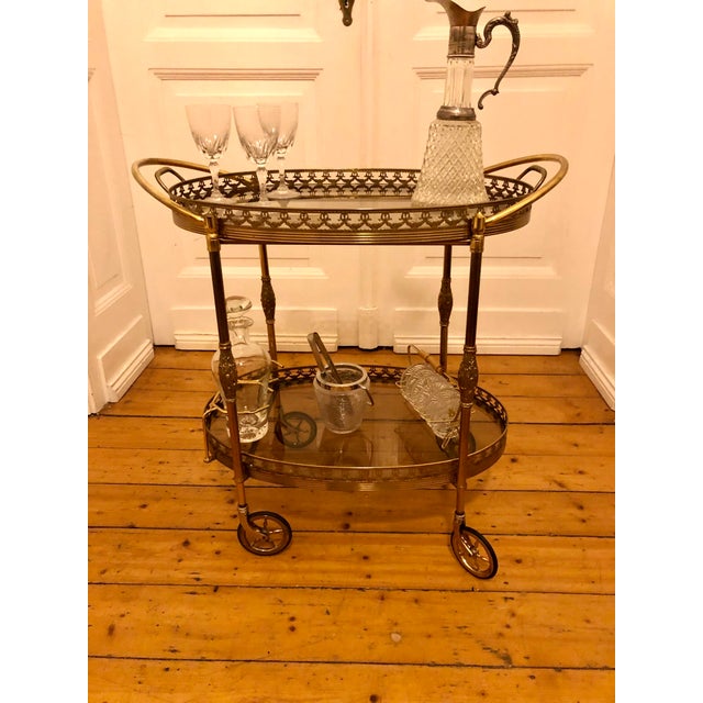 Neoclassical Brass Serving Trolley, 1960s For Sale - Image 3 of 9