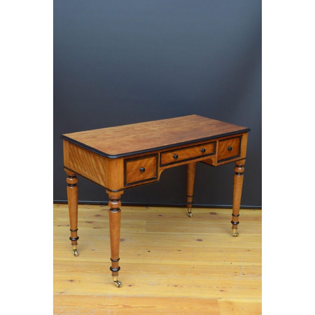 Victorian Satin Birch Writing Table For Sale - Image 6 of 16