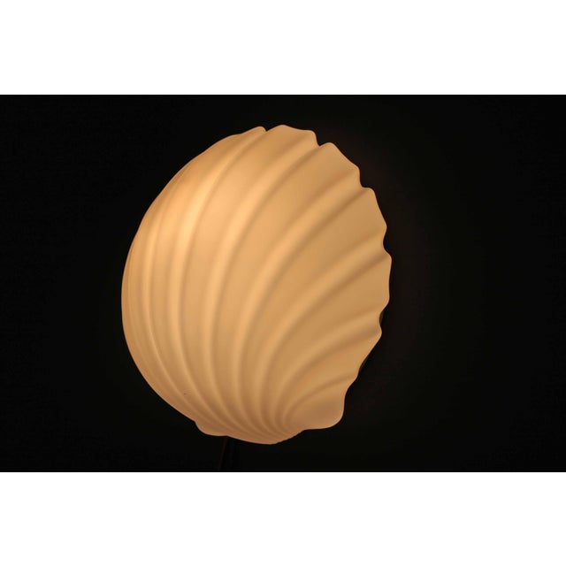 1970s Shell Wall Lamp in Opal Glass from Glashütte Limburg, 1970s For Sale - Image 5 of 11