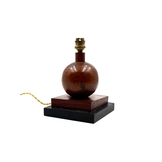 Vintage French Art Deco Wood Table Lamp, 1930s For Sale - Image 9 of 12