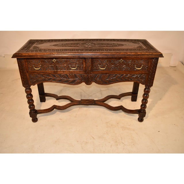 18th Century English Oak Sideboard With Gorgeous Hand-Carving For Sale In Greensboro - Image 6 of 12