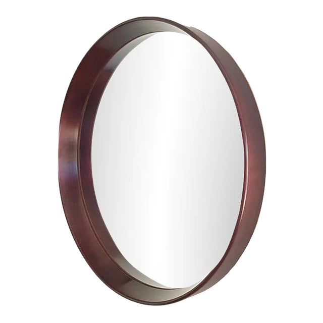 Vintage Scandinavian Round Teak Mirror, 1961 For Sale