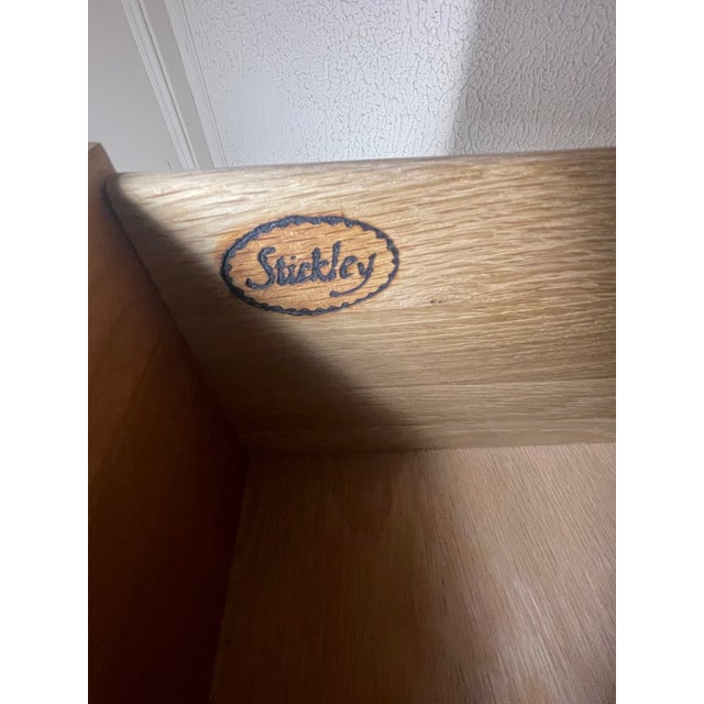 1990s Stickley Hudson Valley Collection Solid Cherry Triple Dresser With Bracket Feet and Solid Brass Bail Pulls. For Sale - Image 9 of 12