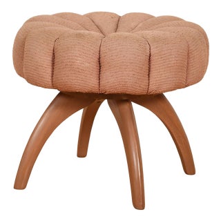 Heywood Wakefield Swivel Upholstered Wishbone Stool For Sale