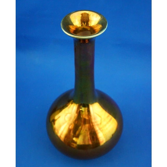 20th Century Ceramic Vase with Gold Metallic Lustre Glaze from Bottega Gatti, Italy, 1970s For Sale - Image 8 of 18