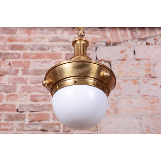 Peter Behrens Art Deco Pendant Light in Milk Glass by P. Behrens, 1890s For Sale - Image 4 of 12