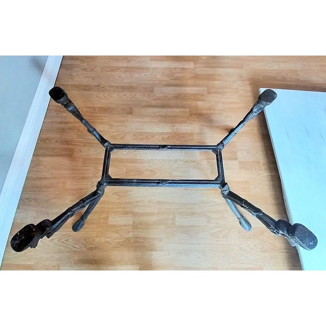 Metal White Marble Cocktail Table With Floral Cast Iron Base For Sale - Image 7 of 11