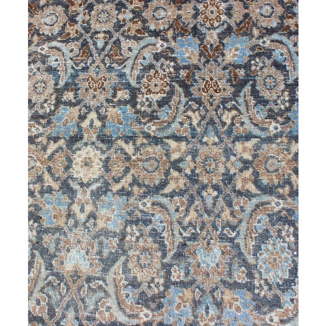 Antique Persian Tabriz Runner With Allover Floral Design in Soft Blue and Taupe For Sale In Atlanta - Image 6 of 12