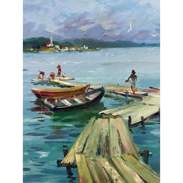 Paper Oil Painting Pier by the Sea Yuriy Suprunchuk For Sale - Image 7 of 11