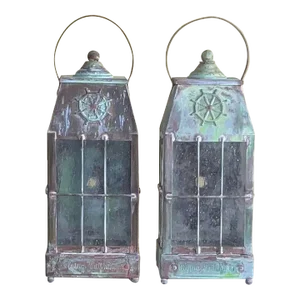 Small Pair of Vintage Handcrafted Wall-Mounted Brass Lantern
