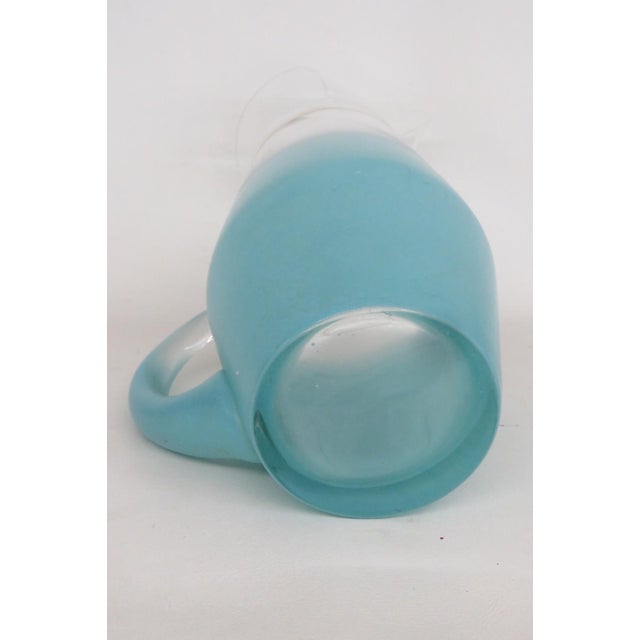 West Virginia Glass Company Turquoise Blendo Pitcher With Gold Accent 4911b For Sale - Image 14 of 17