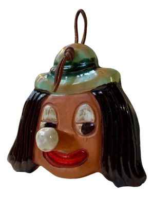 Vintage Pinocchio Towel Rack in Glazed Ceramic and Leather by Karen Magrethe Rasmussen, 1970s