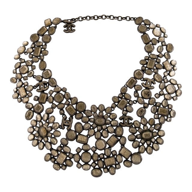 2010 Chanel Necklace Cruise Gripoix Goossens CC Double C Bib Collar Runway For Sale