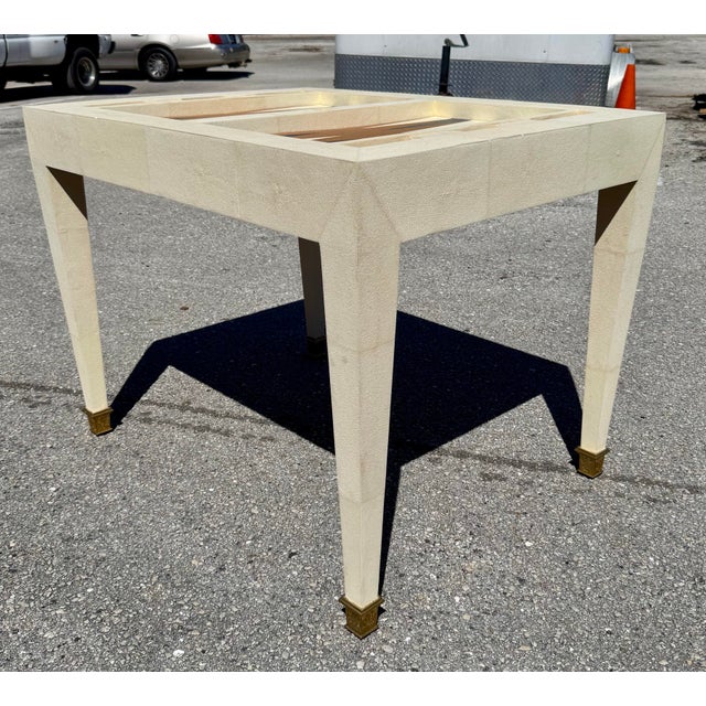 Early 21st Century Very Fine Rare Garrison Rousseau Shagreen Cream White Backgammon Table For Sale - Image 5 of 12