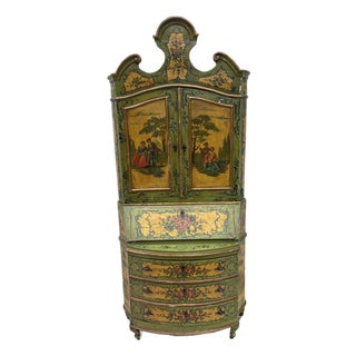 19th Century Paint Decorated Venetian Secretary' Bookcase For Sale