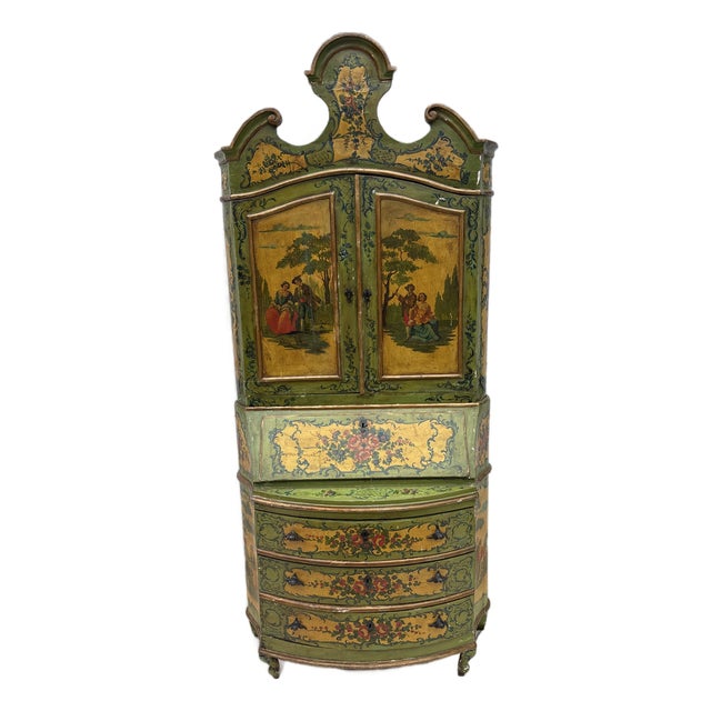 19th Century Paint Decorated Venetian Secretary' Bookcase For Sale