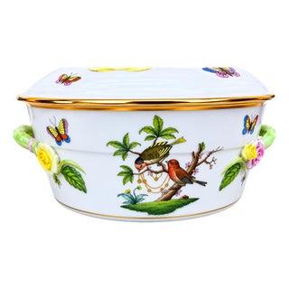Herendi Rothschild Porcelain Bowl with Lemon Knob, 1990s For Sale