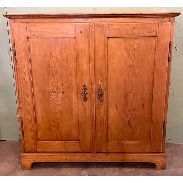 Antique Pine 2 Door Storage Cupboard With Shelves and Original Key From England - Circa 1890 For Sale - Image 11 of 11