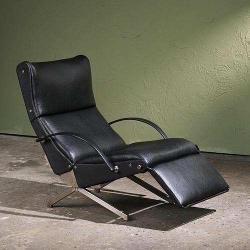 P40 Lounge Chair in Stainless Steel and Black Faux Leather by Osvaldo Borsani for Tecno, Italy, 1950s For Sale - Image 13 of 13
