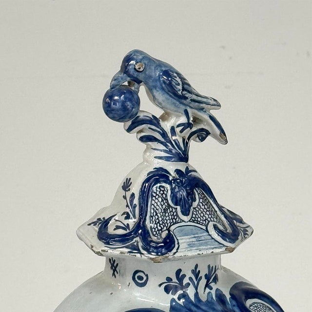 Set of Five 18th Century Dutch Delft Biblical-Themed Garniture Vases For Sale - Image 12 of 18