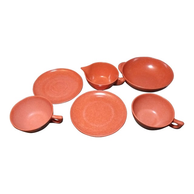 Vintage Burnt Orange Branchell Color Flyte Dishes- 6 Pieces For Sale