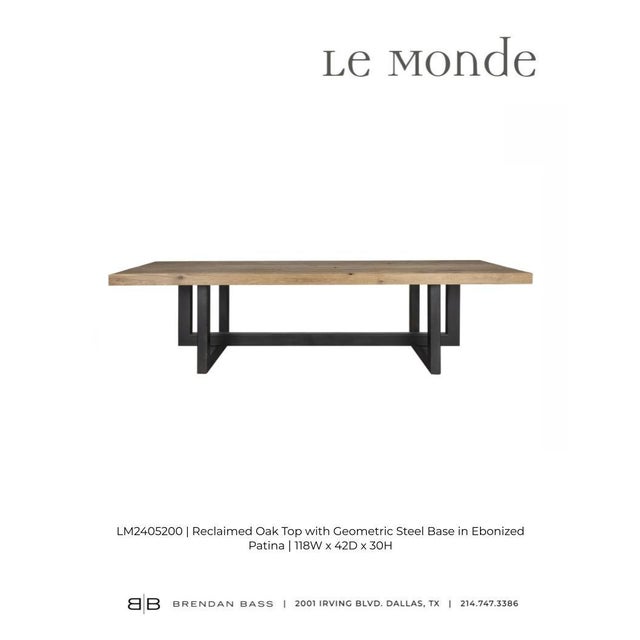 Late 20th Century Late 20th Century Modern Oak on Geometric Steel Base Dining Table For Sale - Image 5 of 8