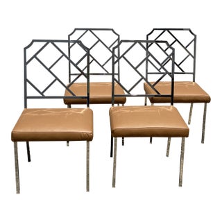 Vintage Milo Baughman Style Chrome Dining Chairs - Set of Four For Sale