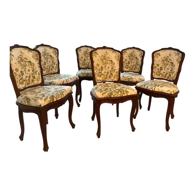 Antique French Country Walnut Dining Chairs Set of 6 For Sale